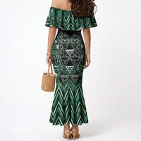 Aotearoa Ngai Tahu Mermaid Dress Maori Tribal Dark Green Paua Shell Pattern