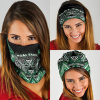 Aotearoa Ngai Tahu Neck Gaiter Maori Tribal Dark Green Paua Shell Pattern