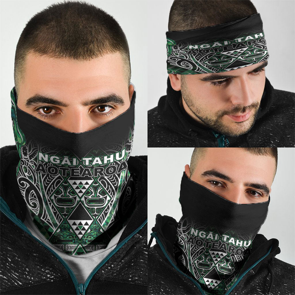 Aotearoa Ngai Tahu Neck Gaiter Maori Tribal Dark Green Paua Shell Pattern