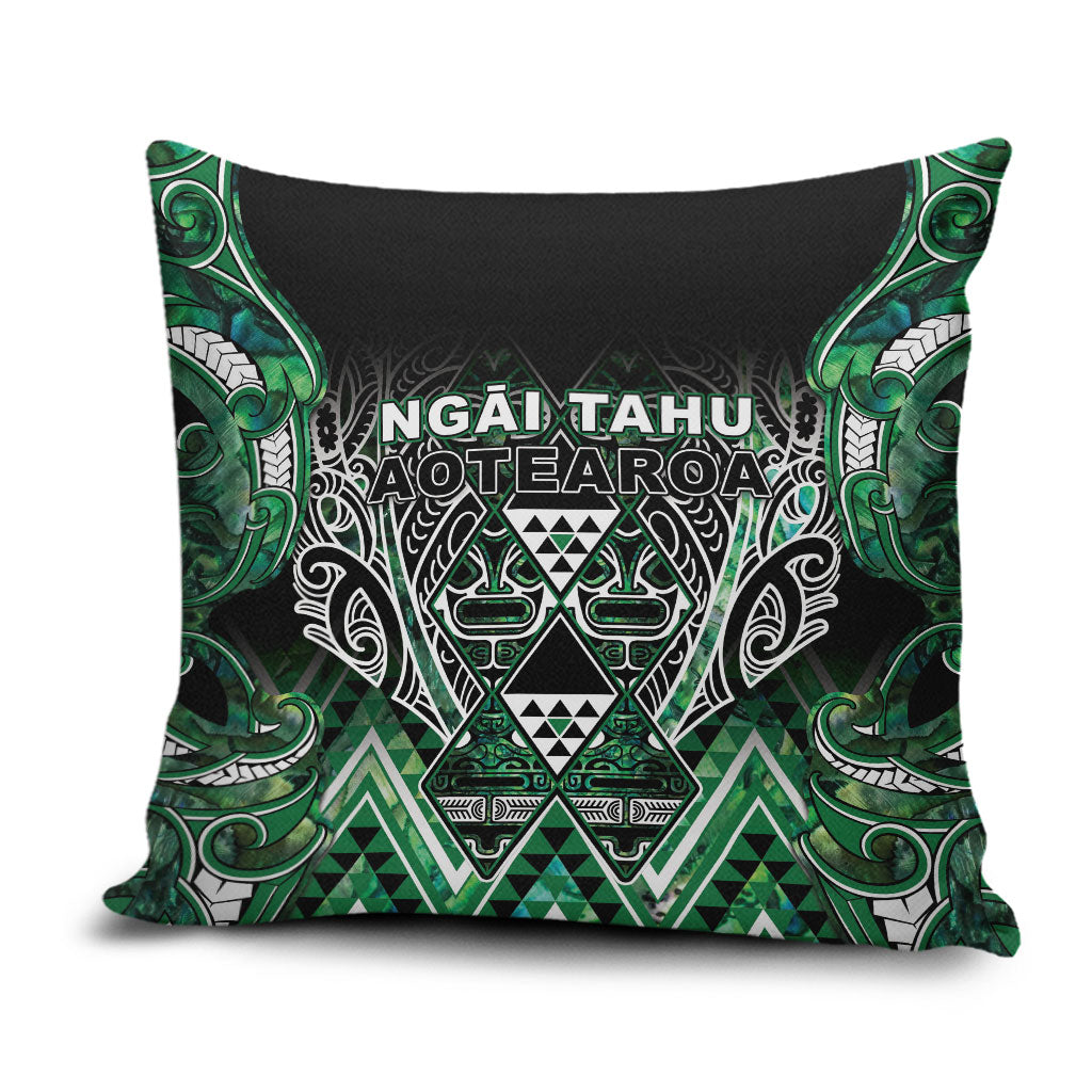 Aotearoa Ngai Tahu Pillow Cover Maori Tribal Dark Green Paua Shell Pattern