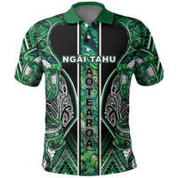 Aotearoa Ngai Tahu Polo Shirt Maori Tribal Dark Green Paua Shell Pattern