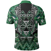 Aotearoa Ngai Tahu Polo Shirt Maori Tribal Dark Green Paua Shell Pattern