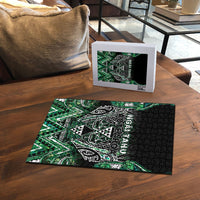 Aotearoa Ngai Tahu Puzzle Maori Tribal Dark Green Paua Shell Pattern