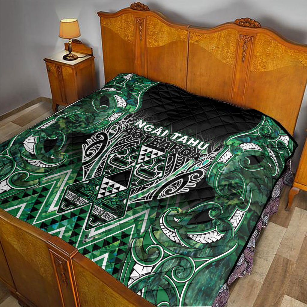Aotearoa Ngai Tahu Quilt Maori Tribal Dark Green Paua Shell Pattern