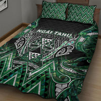 Aotearoa Ngai Tahu Quilt Bed Set Maori Tribal Dark Green Paua Shell Pattern