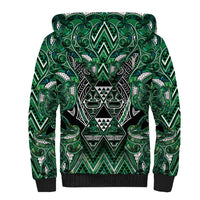 Aotearoa Ngai Tahu Sherpa Hoodie Maori Tribal Dark Green Paua Shell Pattern