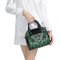Aotearoa Ngai Tahu Shoulder Handbag Maori Tribal Dark Green Paua Shell Pattern