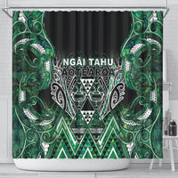 Aotearoa Ngai Tahu Shower Curtain Maori Tribal Dark Green Paua Shell Pattern