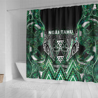 Aotearoa Ngai Tahu Shower Curtain Maori Tribal Dark Green Paua Shell Pattern