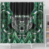 Aotearoa Ngai Tahu Shower Curtain Maori Tribal Dark Green Paua Shell Pattern