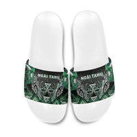 Aotearoa Ngai Tahu Slide Sandals Maori Tribal Dark Green Paua Shell Pattern