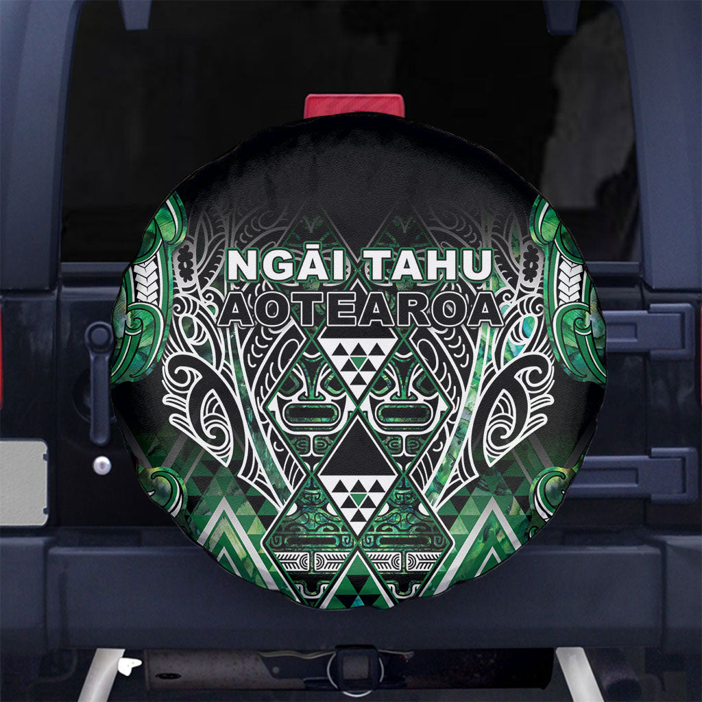 Aotearoa Ngai Tahu Spare Tire Cover Maori Tribal Dark Green Paua Shell Pattern