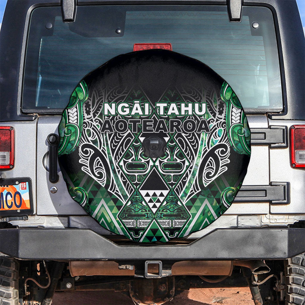 Aotearoa Ngai Tahu Spare Tire Cover Maori Tribal Dark Green Paua Shell Pattern