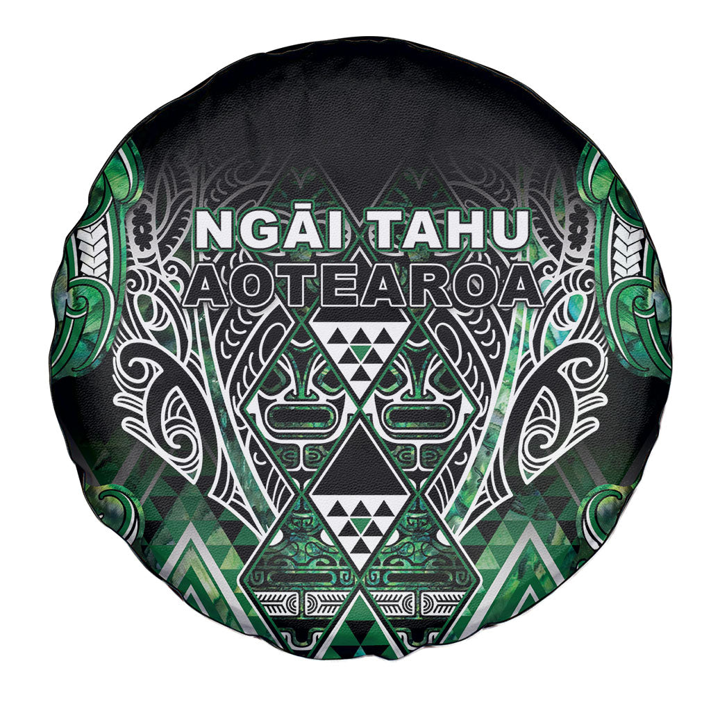 Aotearoa Ngai Tahu Spare Tire Cover Maori Tribal Dark Green Paua Shell Pattern