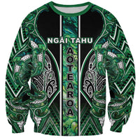 Aotearoa Ngai Tahu Sweatshirt Maori Tribal Dark Green Paua Shell Pattern