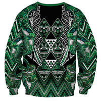 Aotearoa Ngai Tahu Sweatshirt Maori Tribal Dark Green Paua Shell Pattern