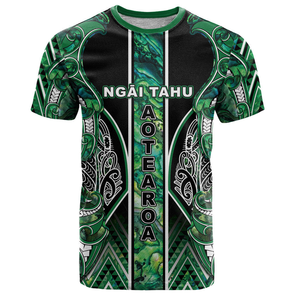 Aotearoa Ngai Tahu T Shirt Maori Tribal Dark Green Paua Shell Pattern
