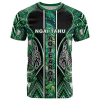 Aotearoa Ngai Tahu T Shirt Maori Tribal Dark Green Paua Shell Pattern