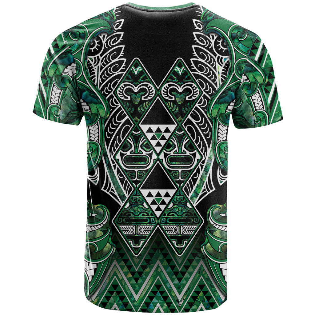 Aotearoa Ngai Tahu T Shirt Maori Tribal Dark Green Paua Shell Pattern