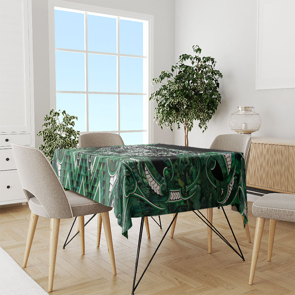 Aotearoa Ngai Tahu Tablecloth Maori Tribal Dark Green Paua Shell Pattern