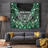 Aotearoa Ngai Tahu Tapestry Maori Tribal Dark Green Paua Shell Pattern