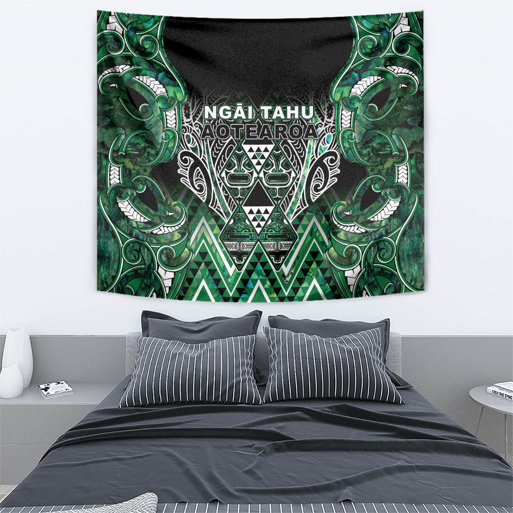 Aotearoa Ngai Tahu Tapestry Maori Tribal Dark Green Paua Shell Pattern