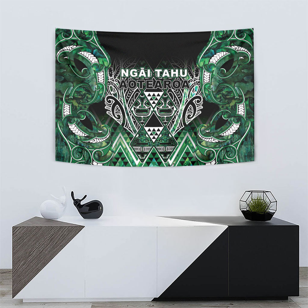 Aotearoa Ngai Tahu Tapestry Maori Tribal Dark Green Paua Shell Pattern