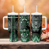 Aotearoa Ngai Tahu Tumbler With Handle Maori Tribal Dark Green Paua Shell Pattern