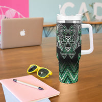 Aotearoa Ngai Tahu Tumbler With Handle Maori Tribal Dark Green Paua Shell Pattern