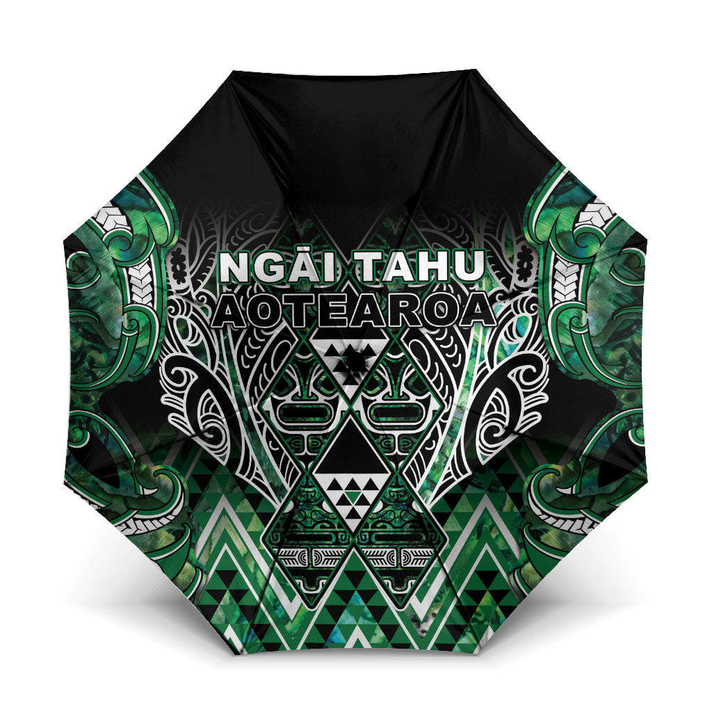 Aotearoa Ngai Tahu Umbrella Maori Tribal Dark Green Paua Shell Pattern