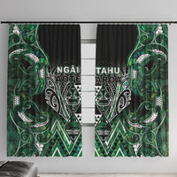 Aotearoa Ngai Tahu Window Curtain Maori Tribal Dark Green Paua Shell Pattern