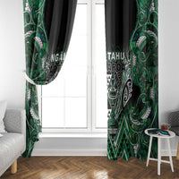 Aotearoa Ngai Tahu Window Curtain Maori Tribal Dark Green Paua Shell Pattern