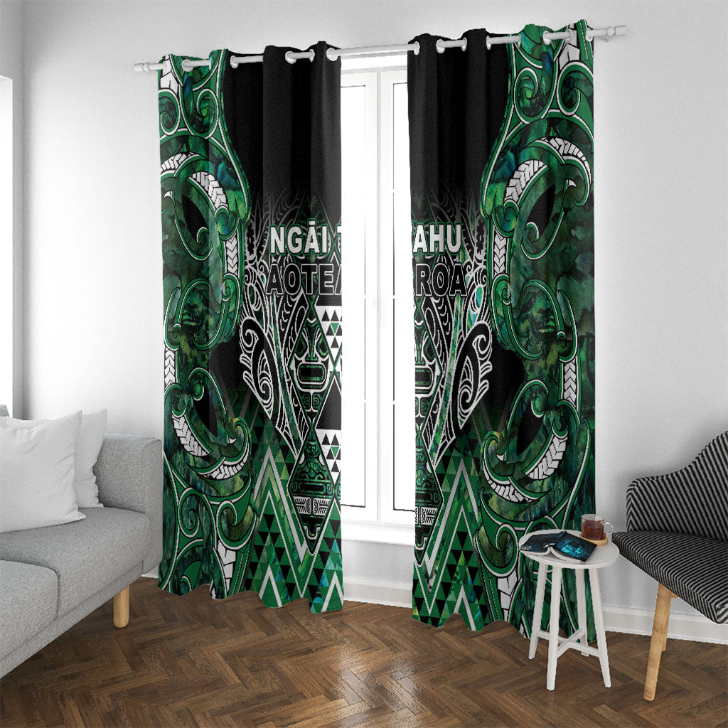 Aotearoa Ngai Tahu Window Curtain Maori Tribal Dark Green Paua Shell Pattern