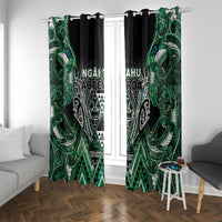 Aotearoa Ngai Tahu Window Curtain Maori Tribal Dark Green Paua Shell Pattern