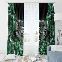 Aotearoa Ngai Tahu Window Curtain Maori Tribal Dark Green Paua Shell Pattern