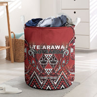 Aotearoa Te Arawa Laundry Basket Maori Tribal Dark Red Paua Shell Pattern