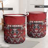 Aotearoa Te Arawa Laundry Basket Maori Tribal Dark Red Paua Shell Pattern