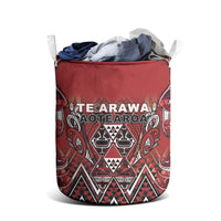 Aotearoa Te Arawa Laundry Basket Maori Tribal Dark Red Paua Shell Pattern
