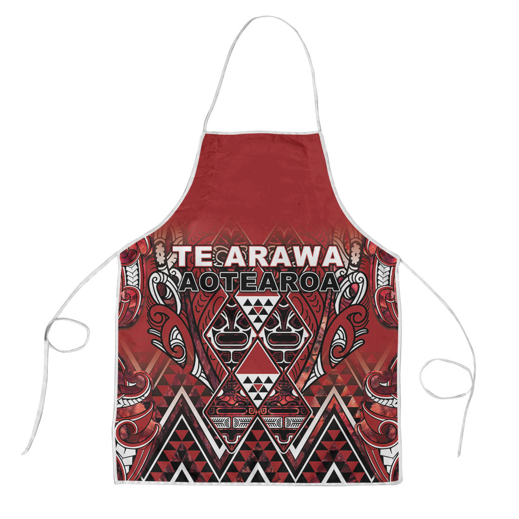 Aotearoa Te Arawa Apron Maori Tribal Dark Red Paua Shell Pattern
