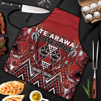Aotearoa Te Arawa Apron Maori Tribal Dark Red Paua Shell Pattern