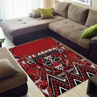 Aotearoa Te Arawa Area Rug Maori Tribal Dark Red Paua Shell Pattern