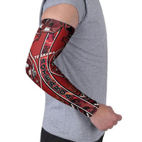 Aotearoa Te Arawa Arm Sleeves Maori Tribal Dark Red Paua Shell Pattern