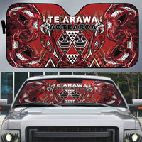 Aotearoa Te Arawa Auto Sun Shade Maori Tribal Dark Red Paua Shell Pattern