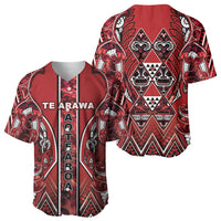 Aotearoa Te Arawa Baseball Jersey Maori Tribal Dark Red Paua Shell Pattern