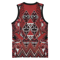 Aotearoa Te Arawa Basketball Jersey Maori Tribal Dark Red Paua Shell Pattern