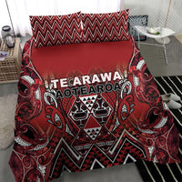Aotearoa Te Arawa Bedding Set Maori Tribal Dark Red Paua Shell Pattern