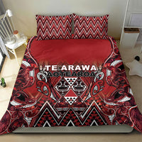 Aotearoa Te Arawa Bedding Set Maori Tribal Dark Red Paua Shell Pattern