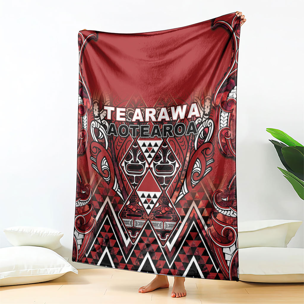 Aotearoa Te Arawa Blanket Maori Tribal Dark Red Paua Shell Pattern