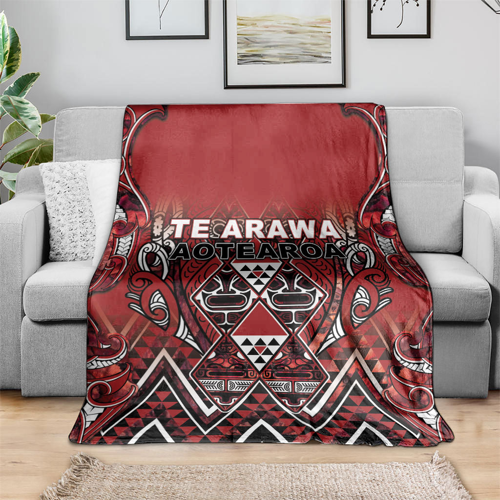Aotearoa Te Arawa Blanket Maori Tribal Dark Red Paua Shell Pattern