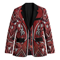 Aotearoa Te Arawa Blazer Maori Tribal Dark Red Paua Shell Pattern
